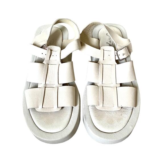 Free People Fisherman Platform Bone Leather Sandals size 39 size 9 - Picture 2 of 8